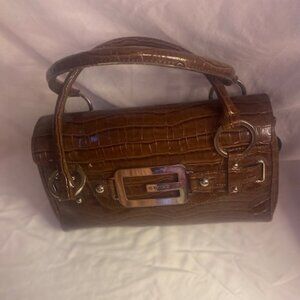 GUESS embossed crocodile brown shoulder bag